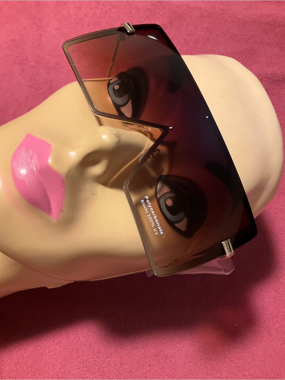 Fashion Nova Gradient Brown Rimless Shield Sunglasses